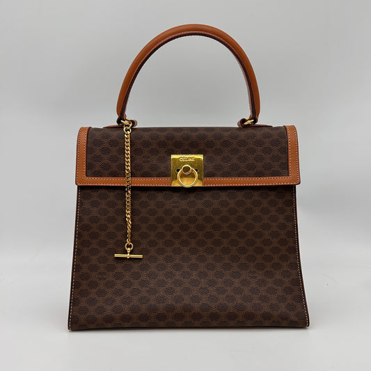 Celine Brown Macadam Pocket Watch Chain Kelly Handbag [Used]