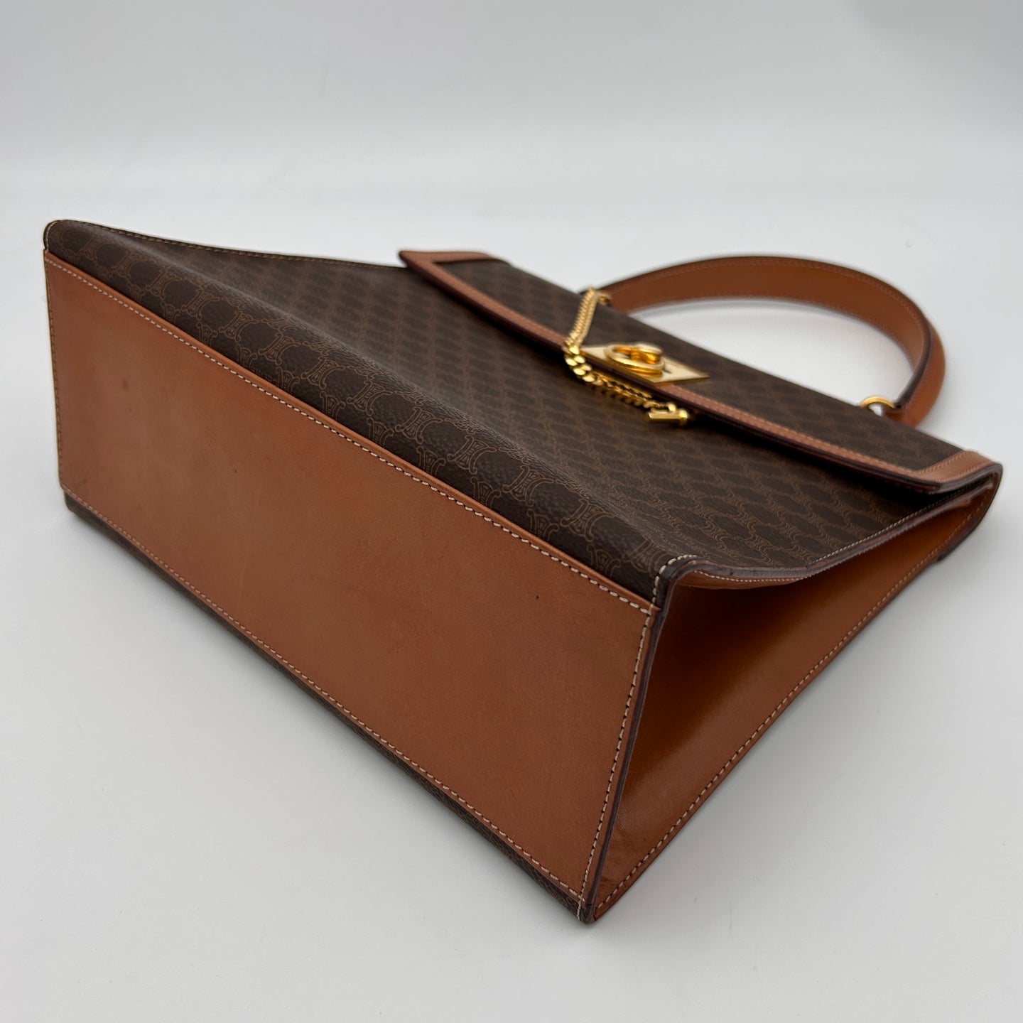 Celine Brown Macadam Pocket Watch Chain Kelly Handbag [Used]