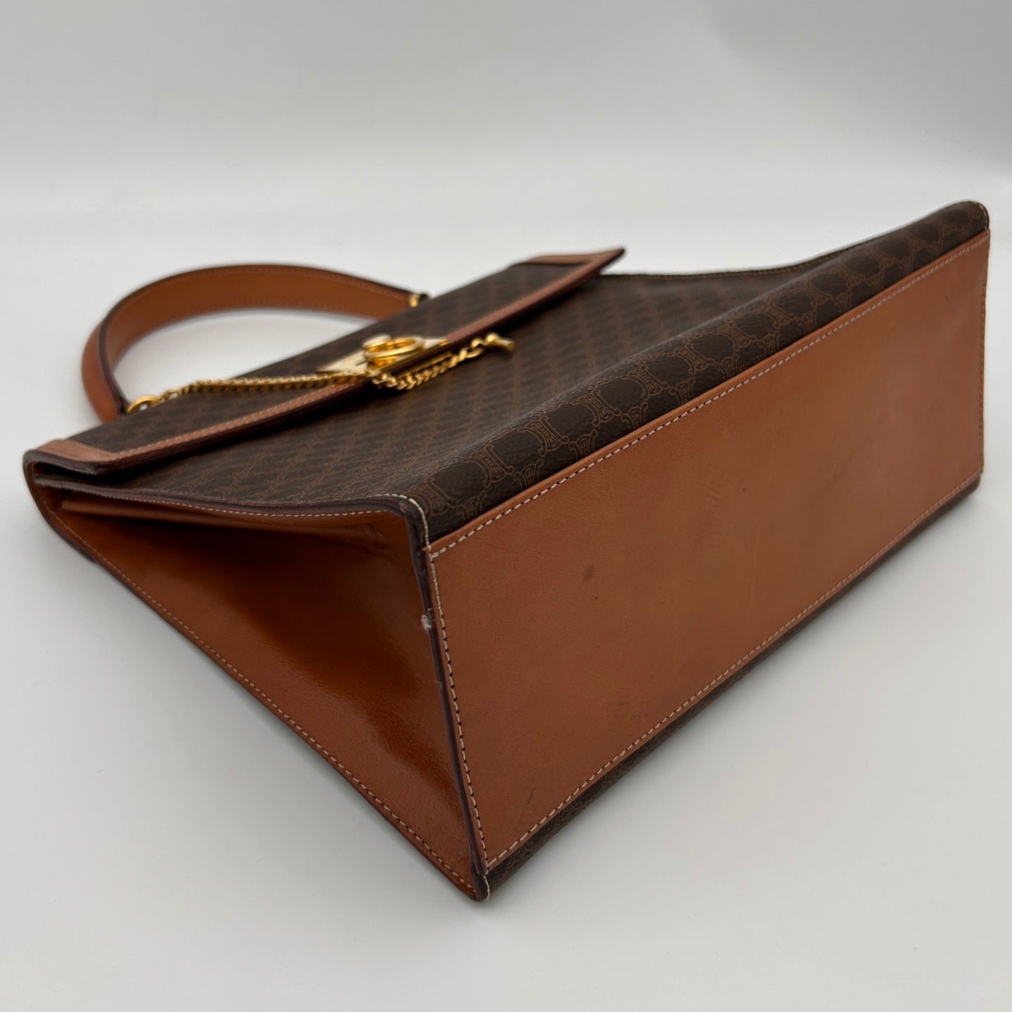 Celine Brown Macadam Pocket Watch Chain Kelly Handbag [Used]