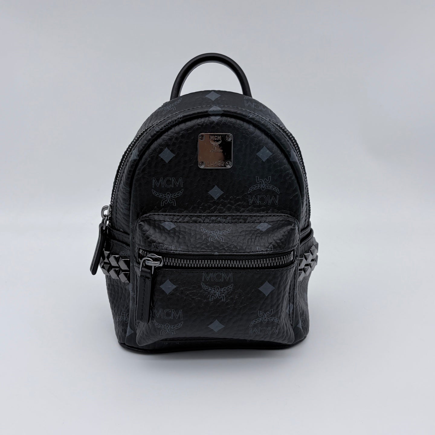 MCM Black Visetos Mini Studded Backpack [Used]