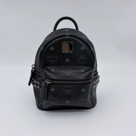 MCM Black Visetos Mini Studded Backpack [Used]