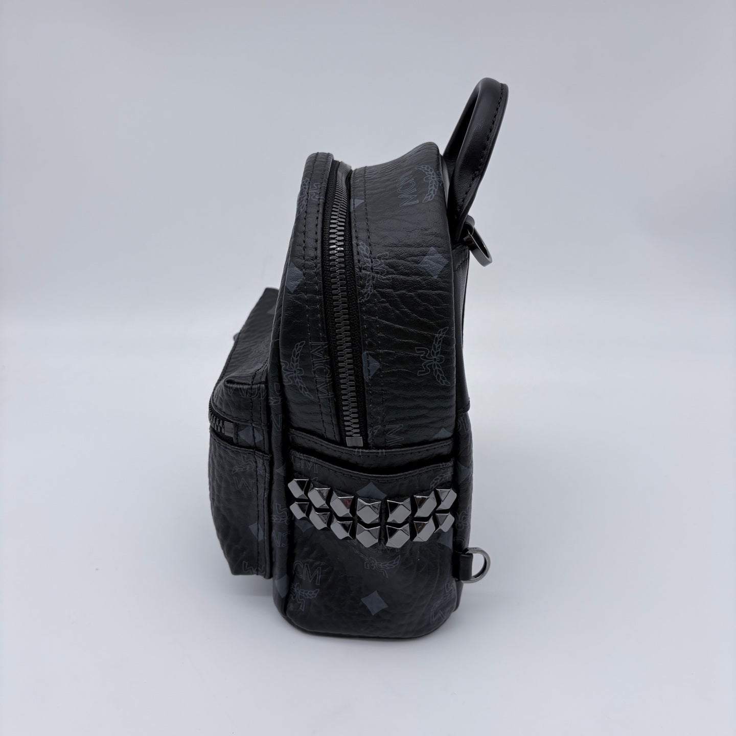 MCM Black Visetos Mini Studded Backpack [Used]
