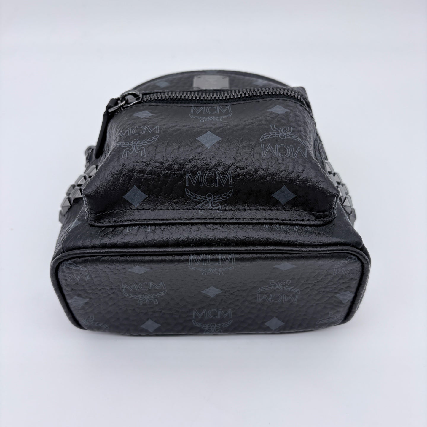 MCM Black Visetos Mini Studded Backpack [Used]