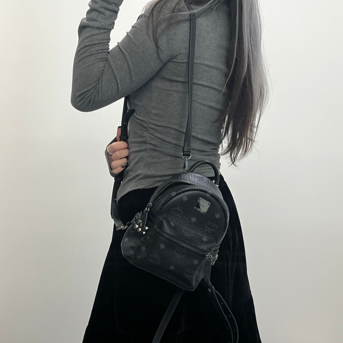 MCM Black Visetos Mini Studded Backpack [Used]