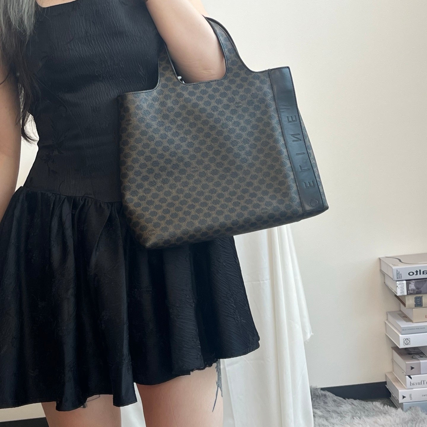 Celine Black Macadam One-Piece Handle Tote Handbag [Used]