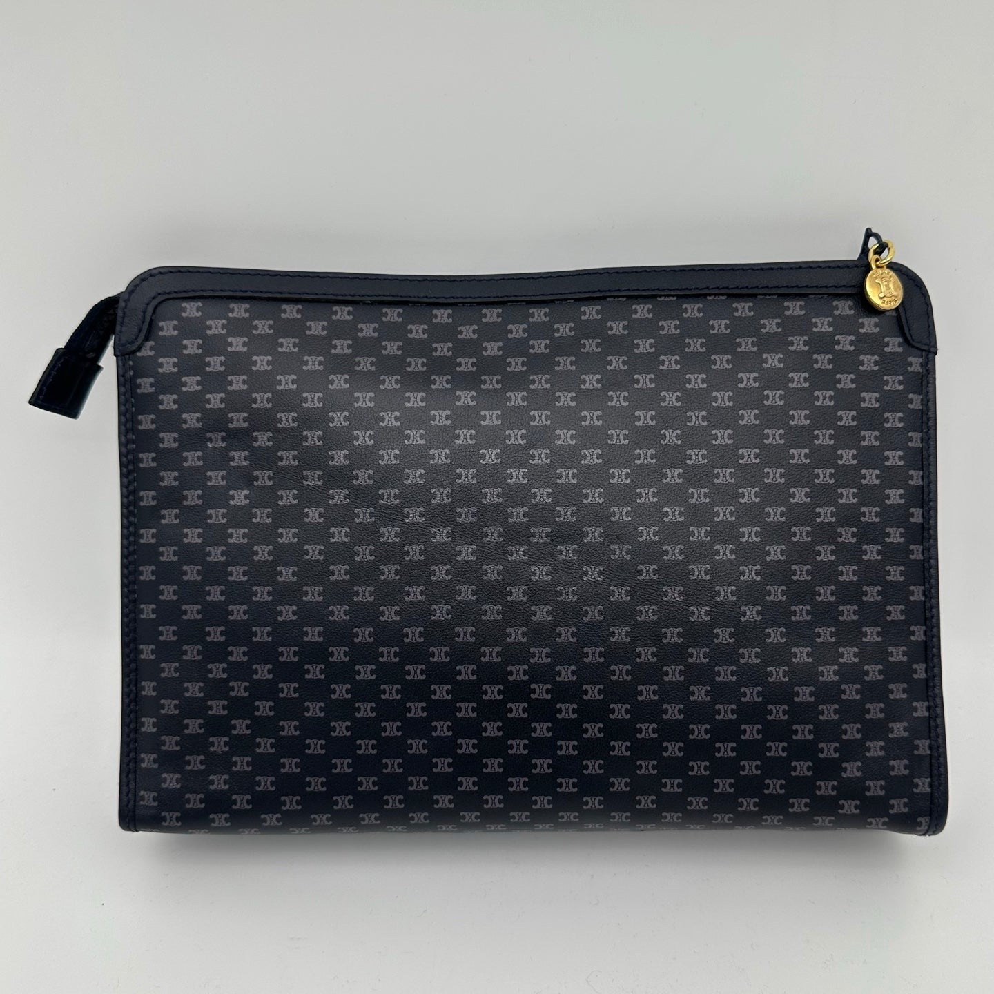 Celine Blue & Black Triomphe Monogram Clutch Bag [Used]