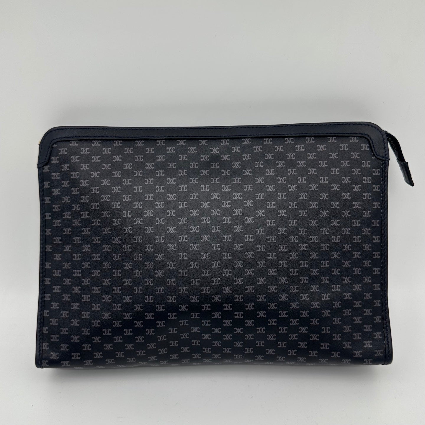 Celine Blue & Black Triomphe Monogram Clutch Bag [Used]
