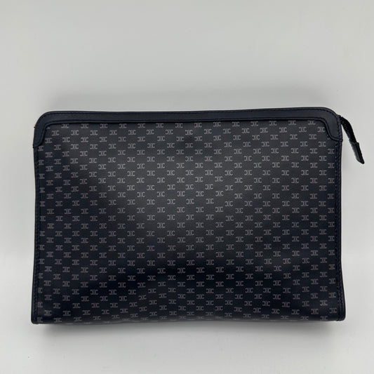 Celine Blue & Black Triomphe Monogram Clutch Bag [Used]