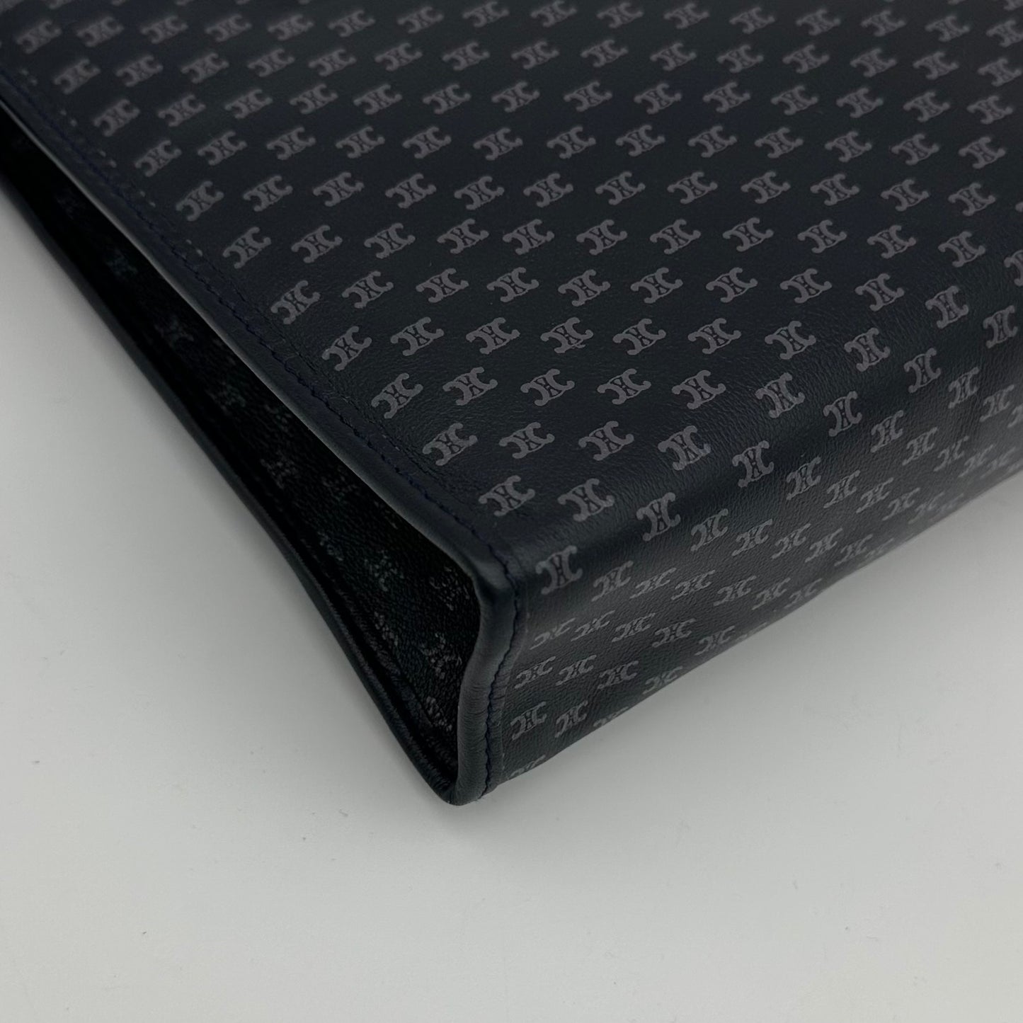 Celine Blue & Black Triomphe Monogram Clutch Bag [Used]