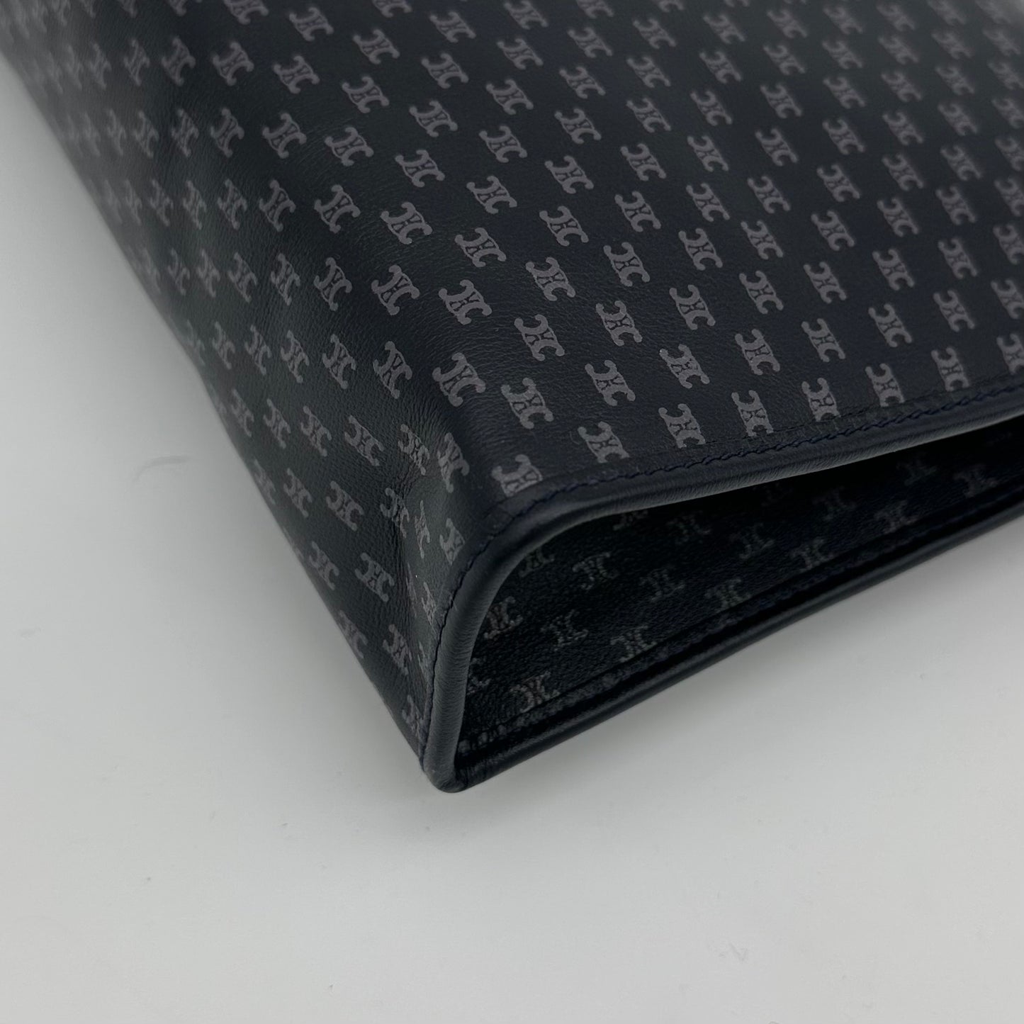 Celine Blue & Black Triomphe Monogram Clutch Bag [Used]