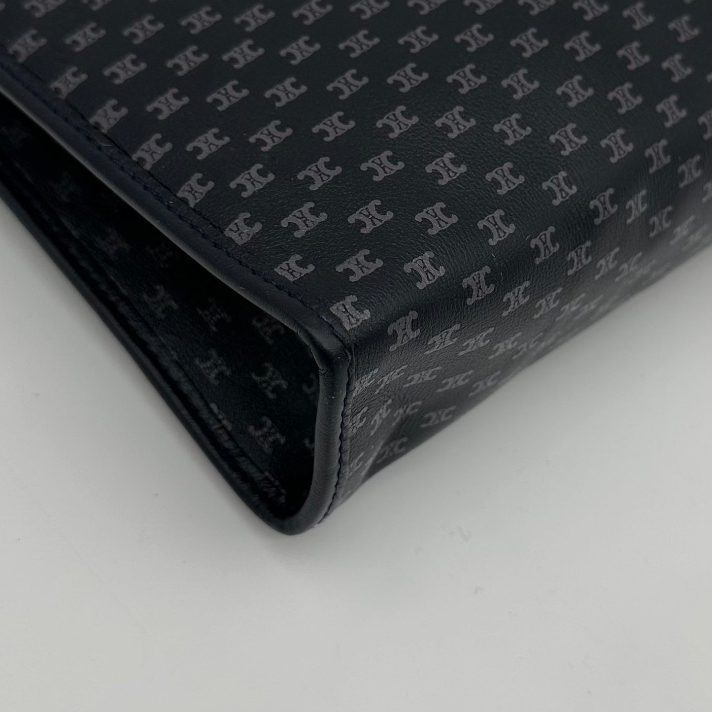 Celine Blue & Black Triomphe Monogram Clutch Bag [Used]