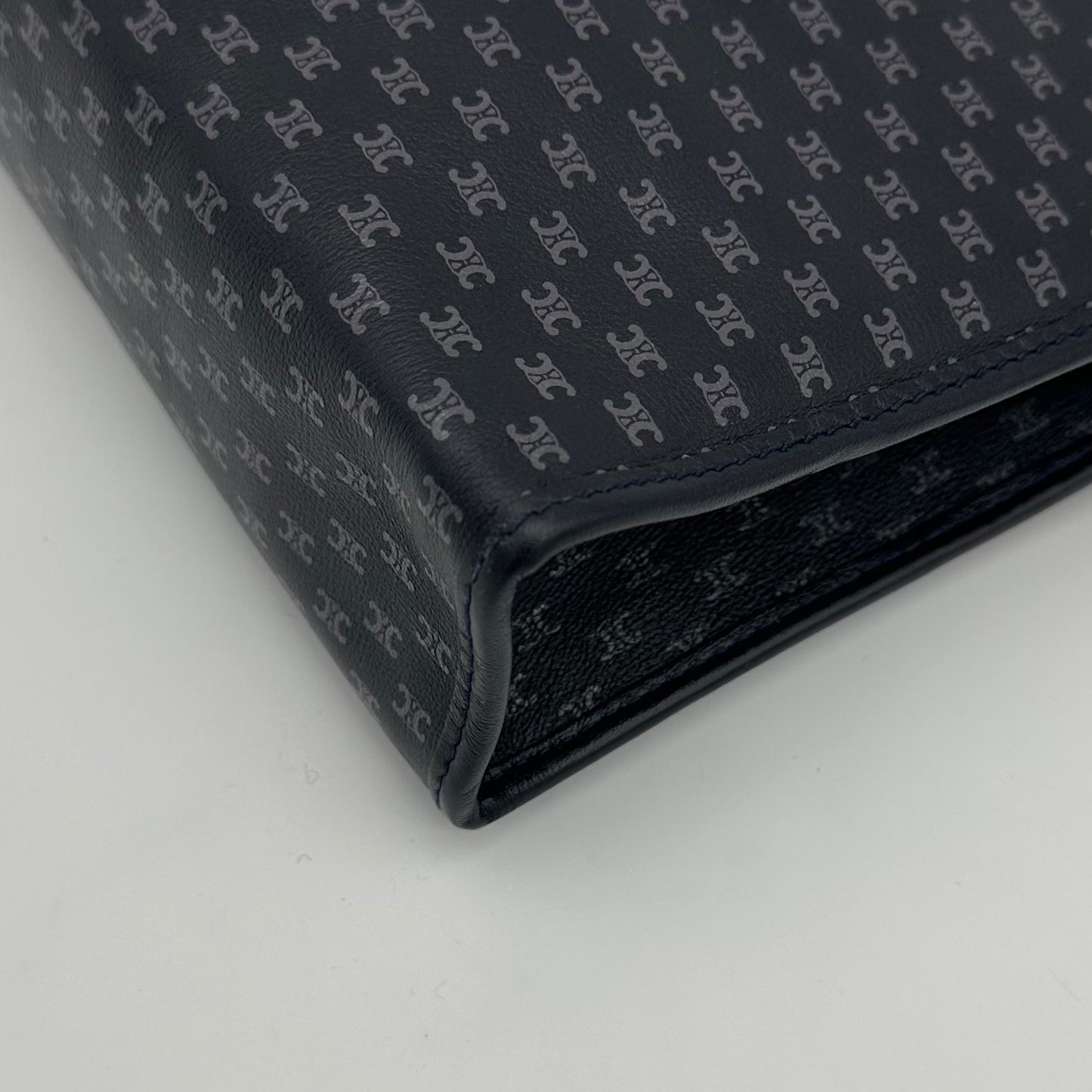 Celine Blue & Black Triomphe Monogram Clutch Bag [Used]