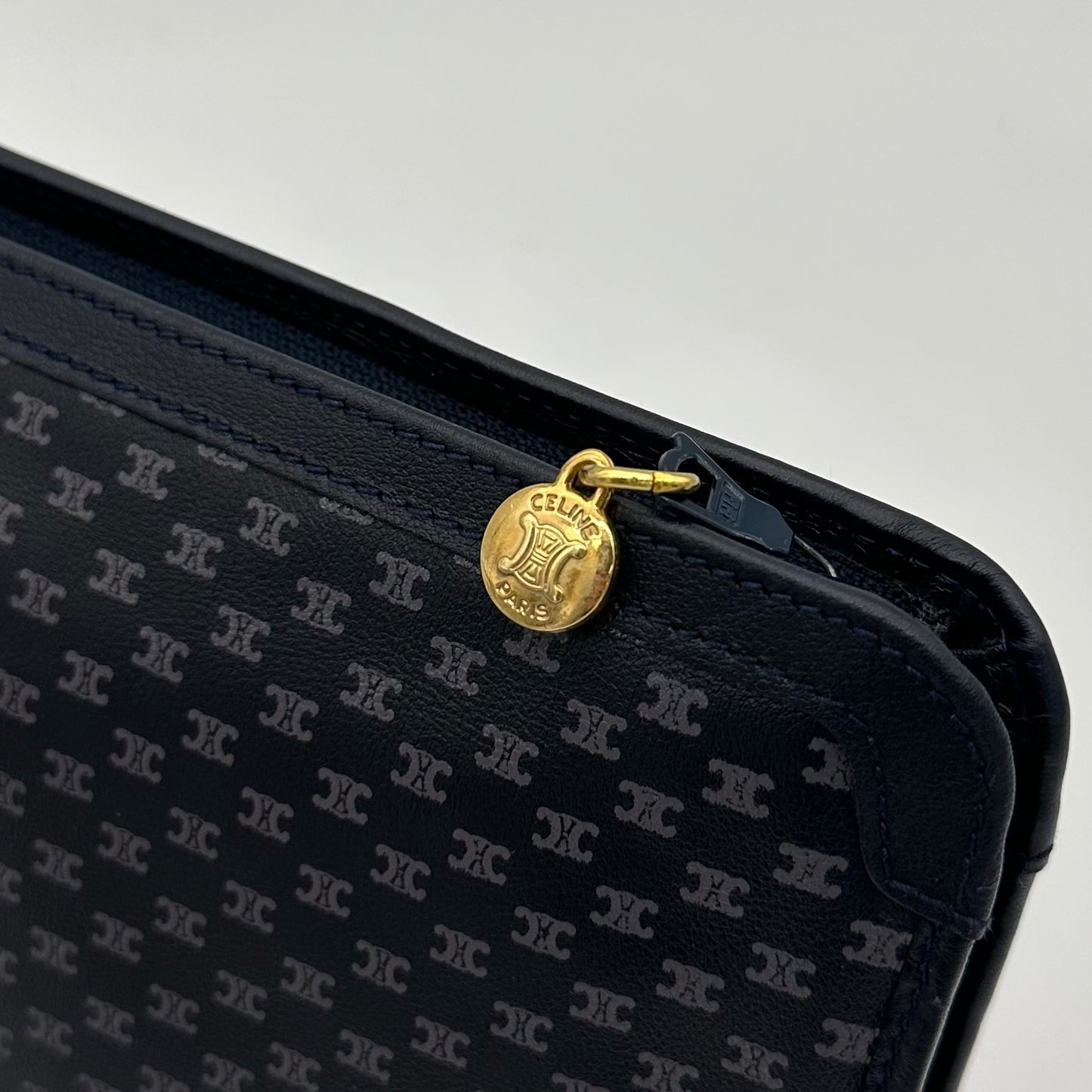 Celine Blue & Black Triomphe Monogram Clutch Bag [Used]