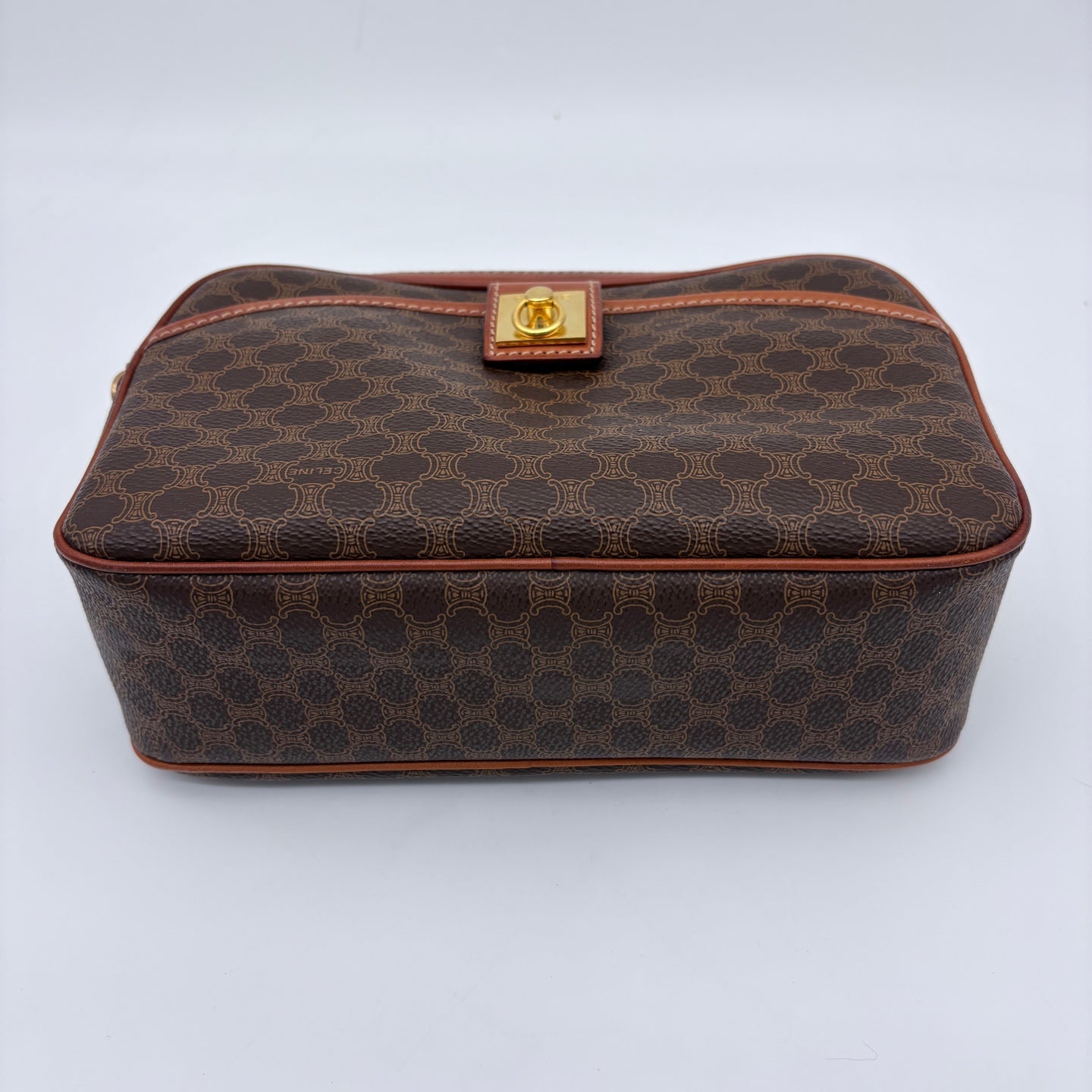 Celine Brown Macadam Camera Crossbody Bag with Gold Clasp [Used]