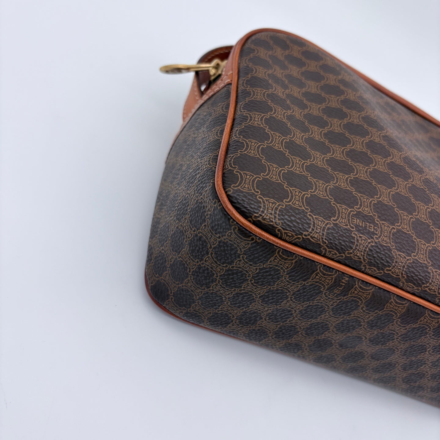 Celine Brown Macadam Camera Crossbody Bag with Gold Clasp [Used]