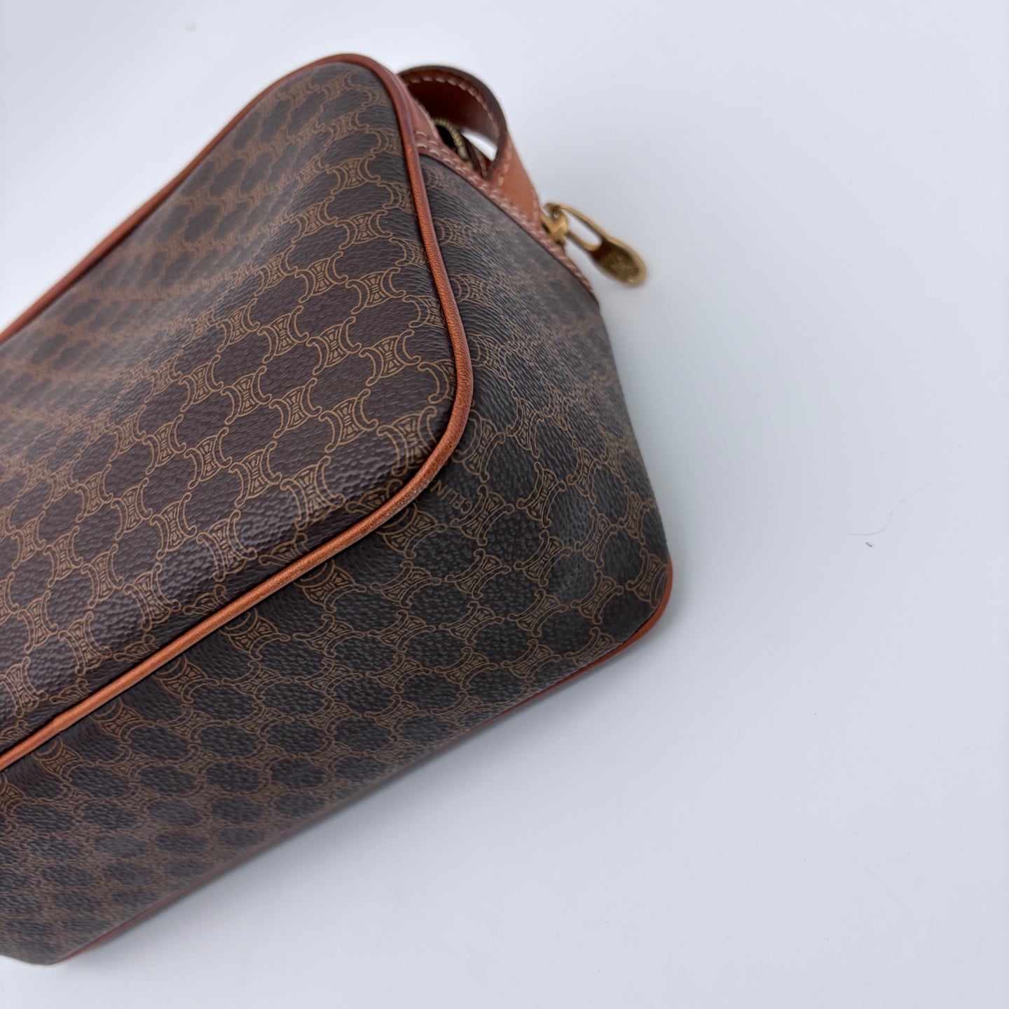 Celine Brown Macadam Camera Crossbody Bag with Gold Clasp [Used]