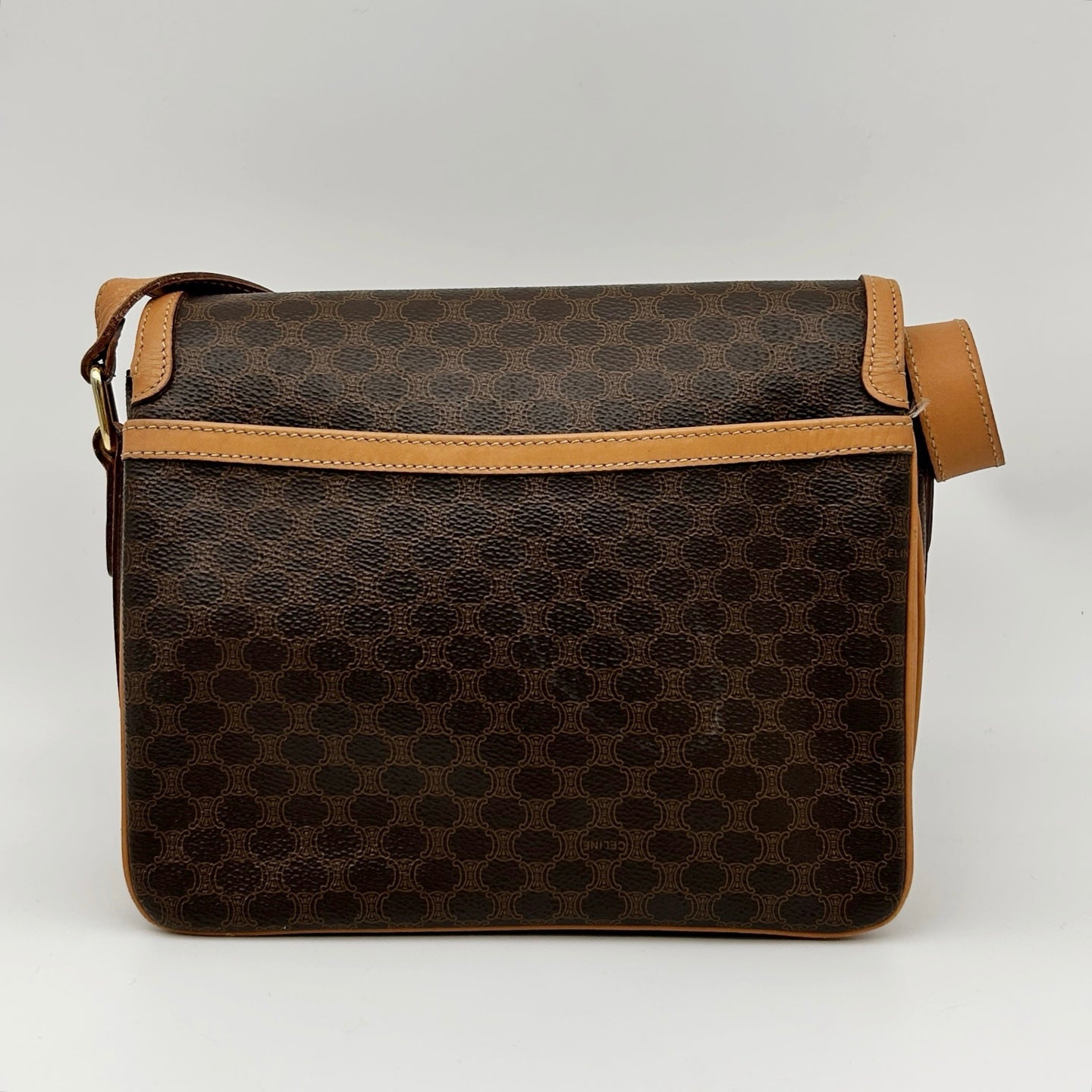 Celine Brown Macadam Saddle Shoulder Bag [Used]