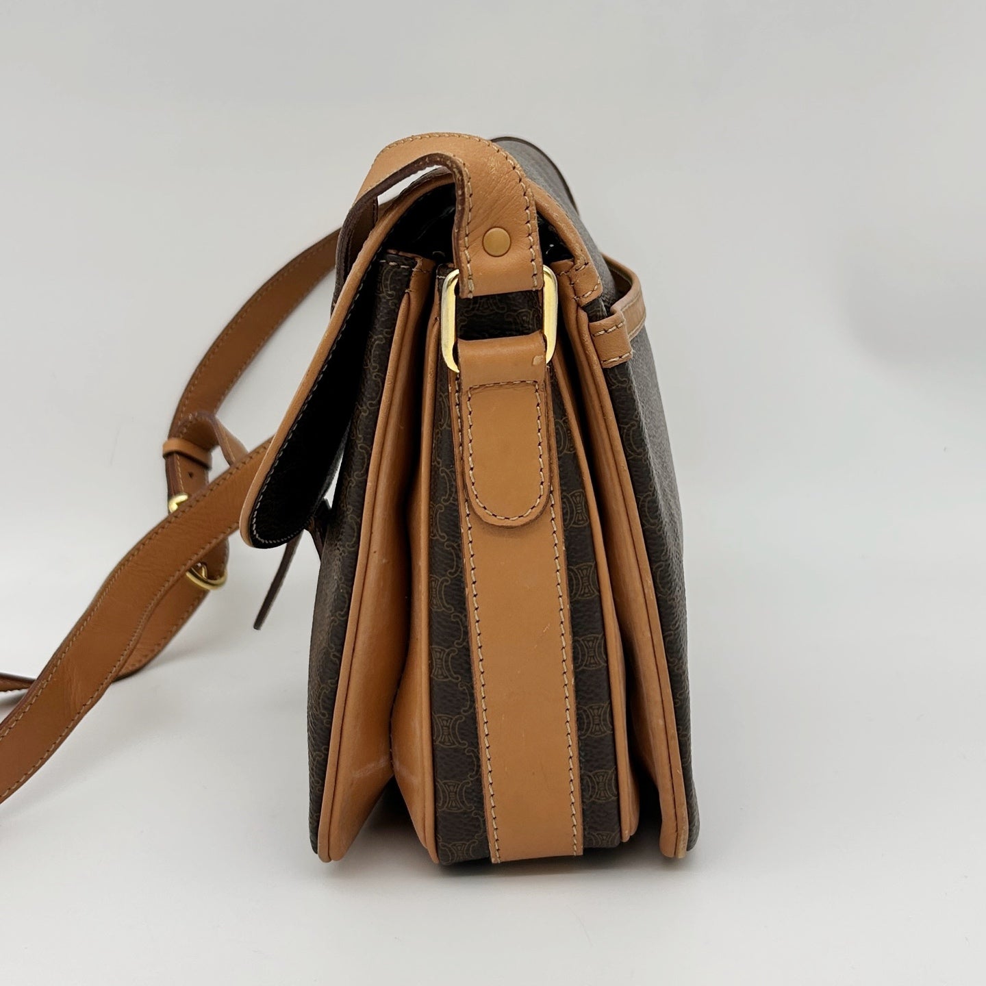 Celine Brown Macadam Saddle Shoulder Bag [Used]