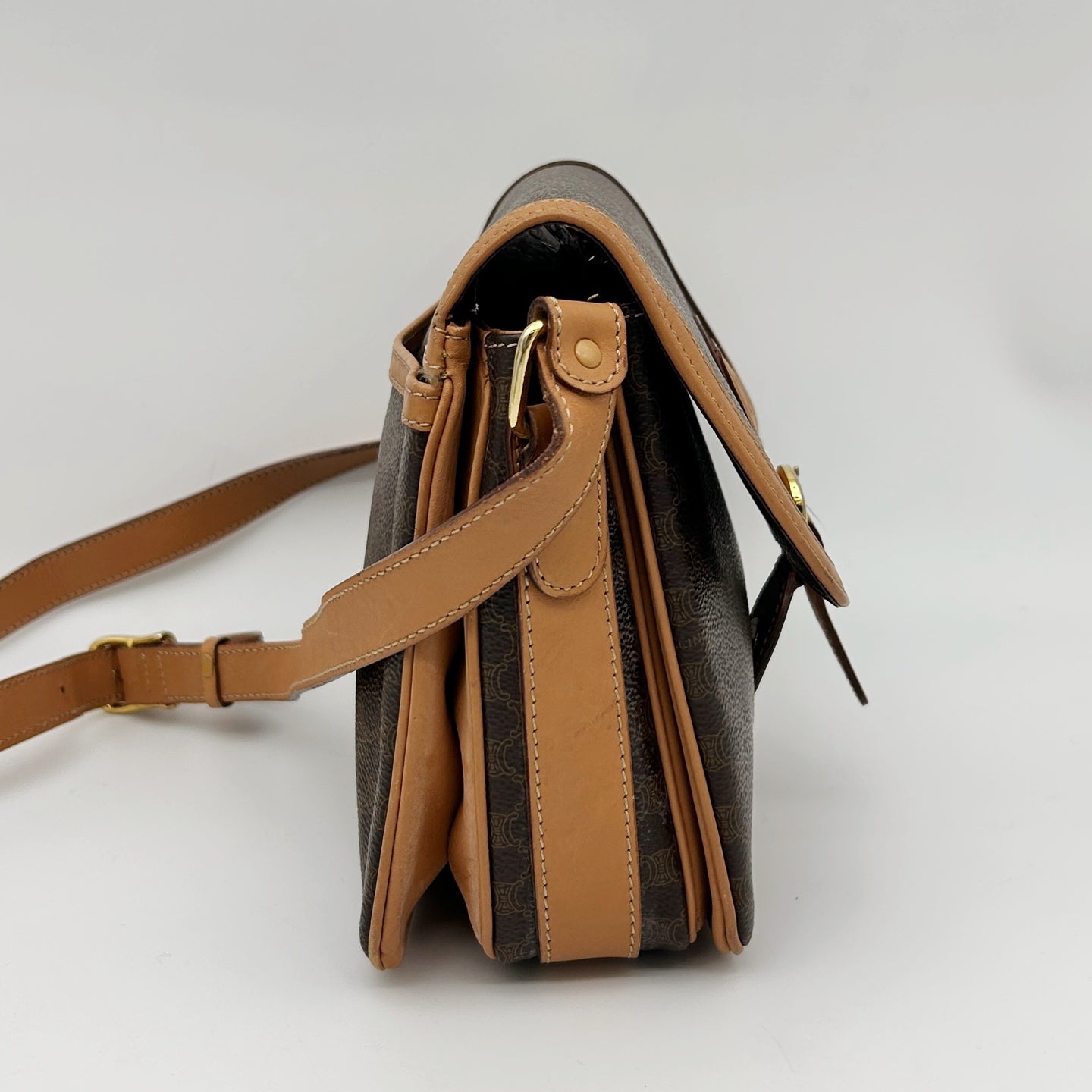 Celine Brown Macadam Saddle Shoulder Bag [Used]