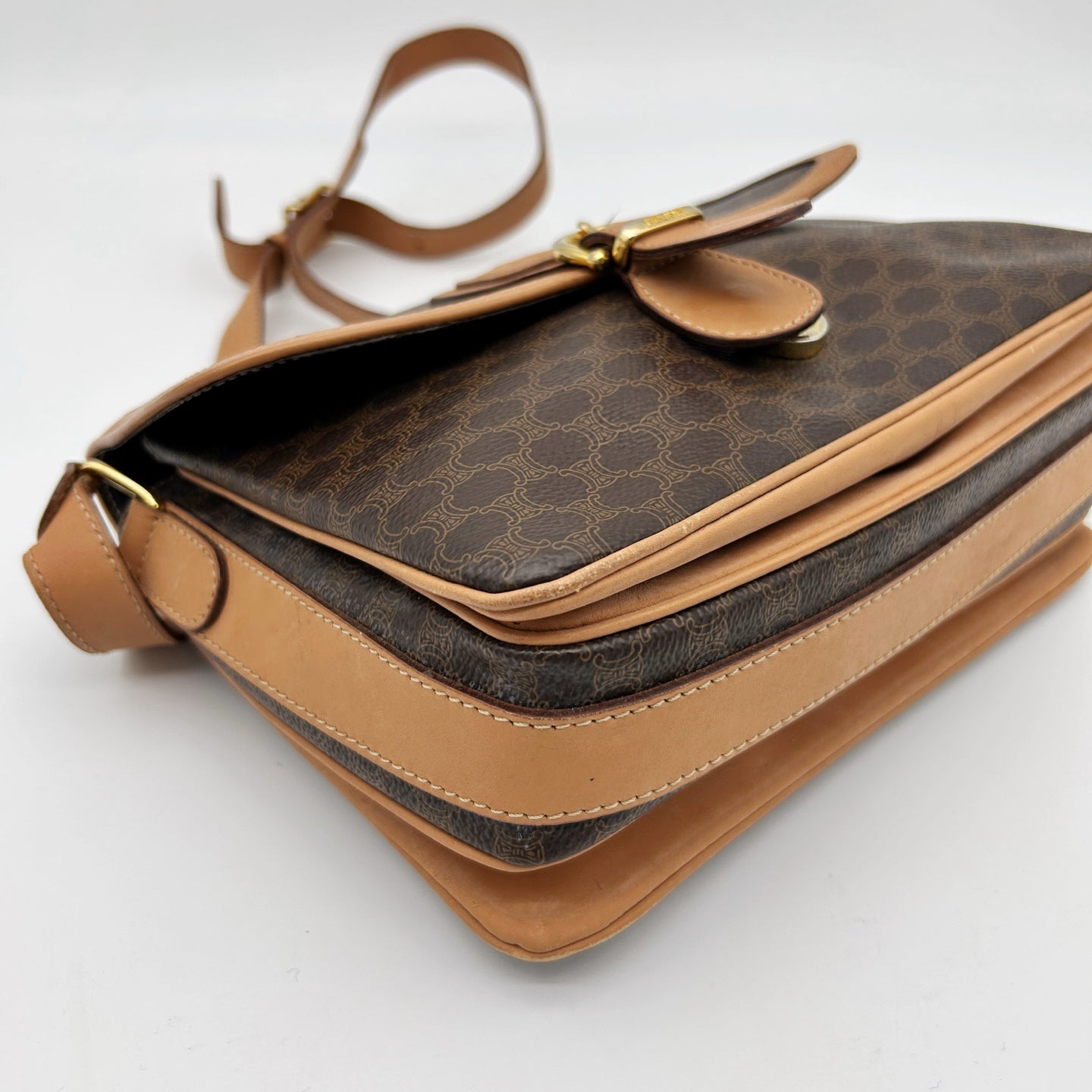 Celine Brown Macadam Saddle Shoulder Bag [Used]