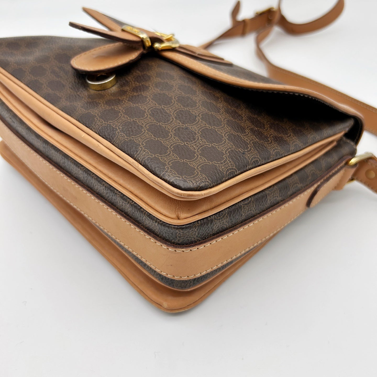 Celine Brown Macadam Saddle Shoulder Bag [Used]