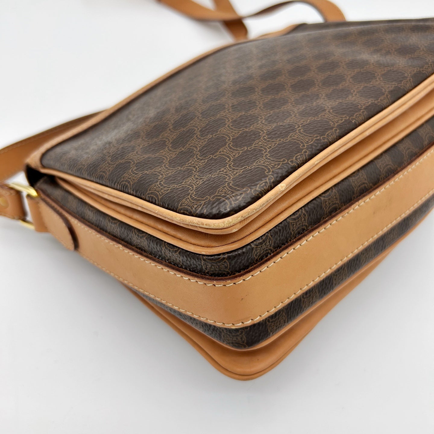 Celine Brown Macadam Saddle Shoulder Bag [Used]