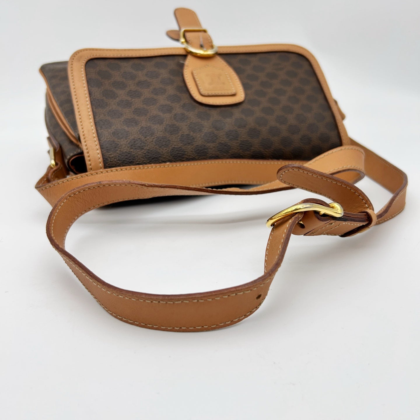 Celine Brown Macadam Saddle Shoulder Bag [Used]