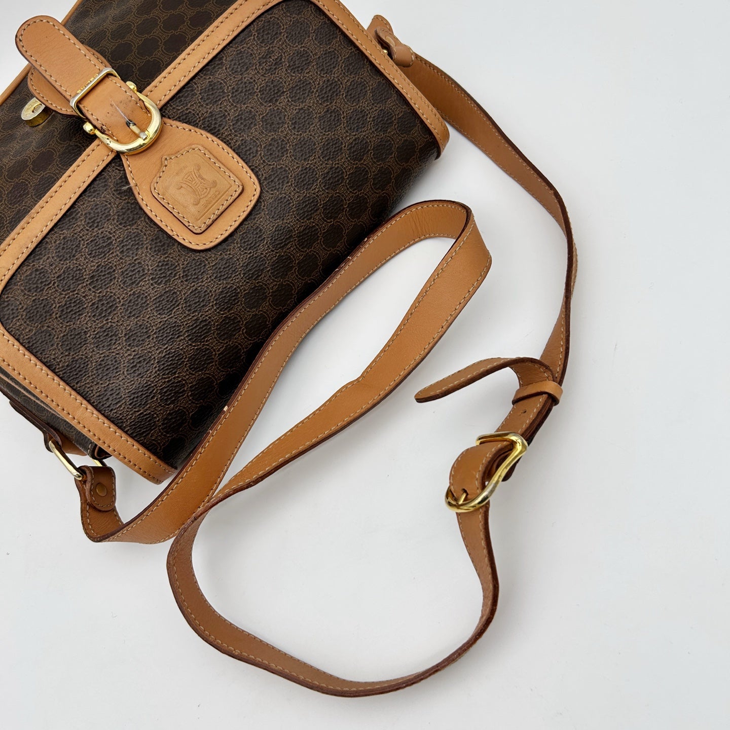 Celine Brown Macadam Saddle Shoulder Bag [Used]