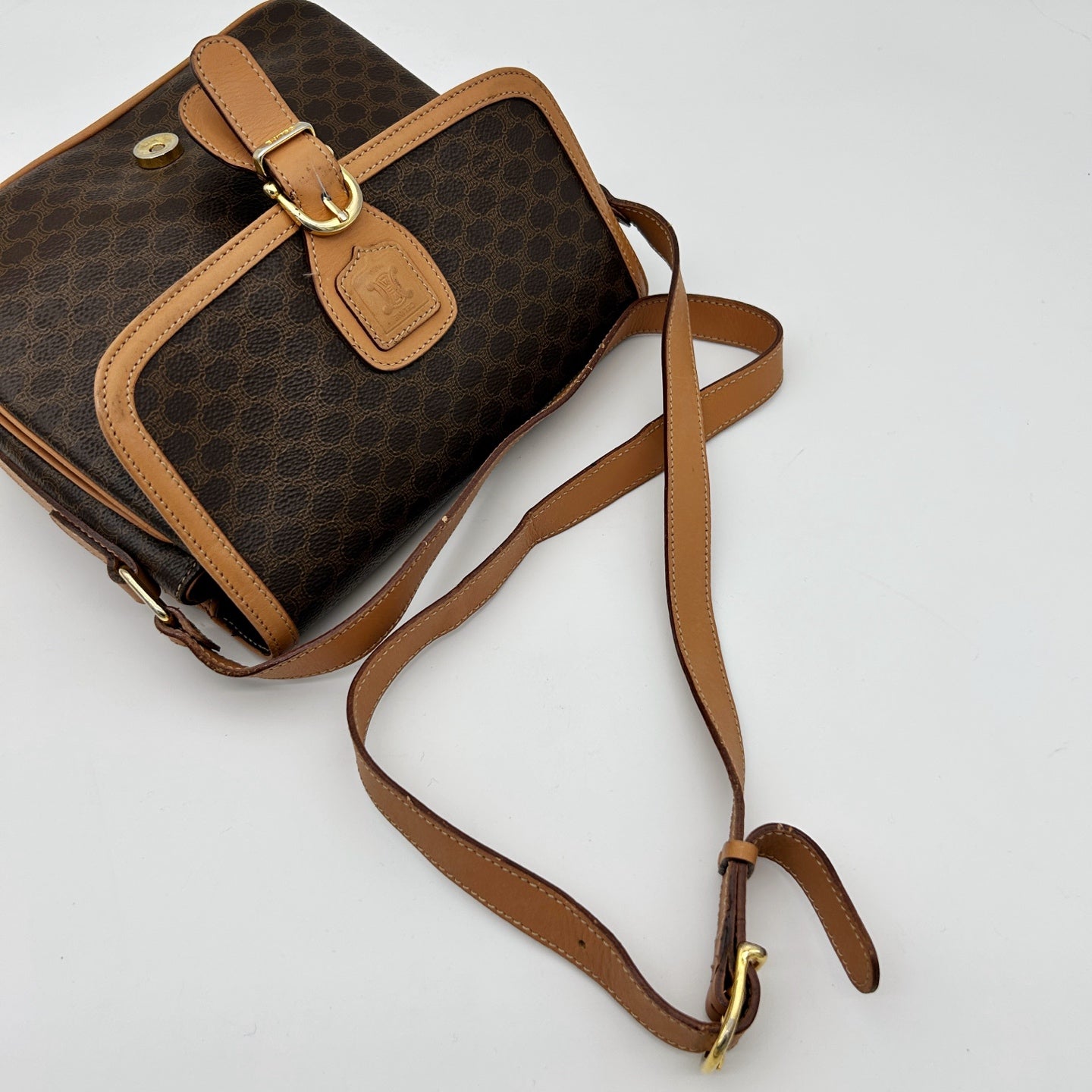 Celine Brown Macadam Saddle Shoulder Bag [Used]