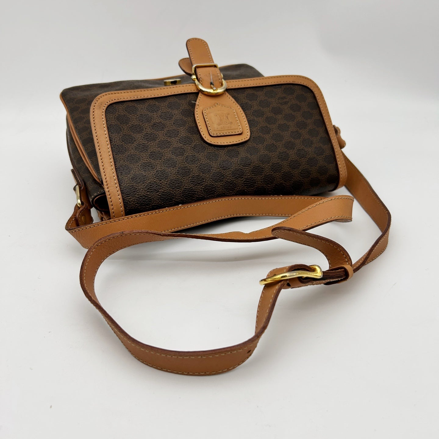Celine Brown Macadam Saddle Shoulder Bag [Used]