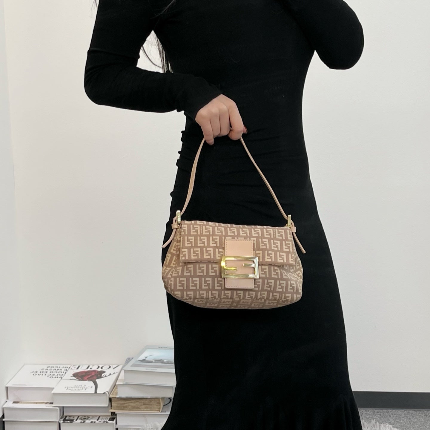 Fendi Pink Mini Baguette Canvas Shoulder Bag [Used]