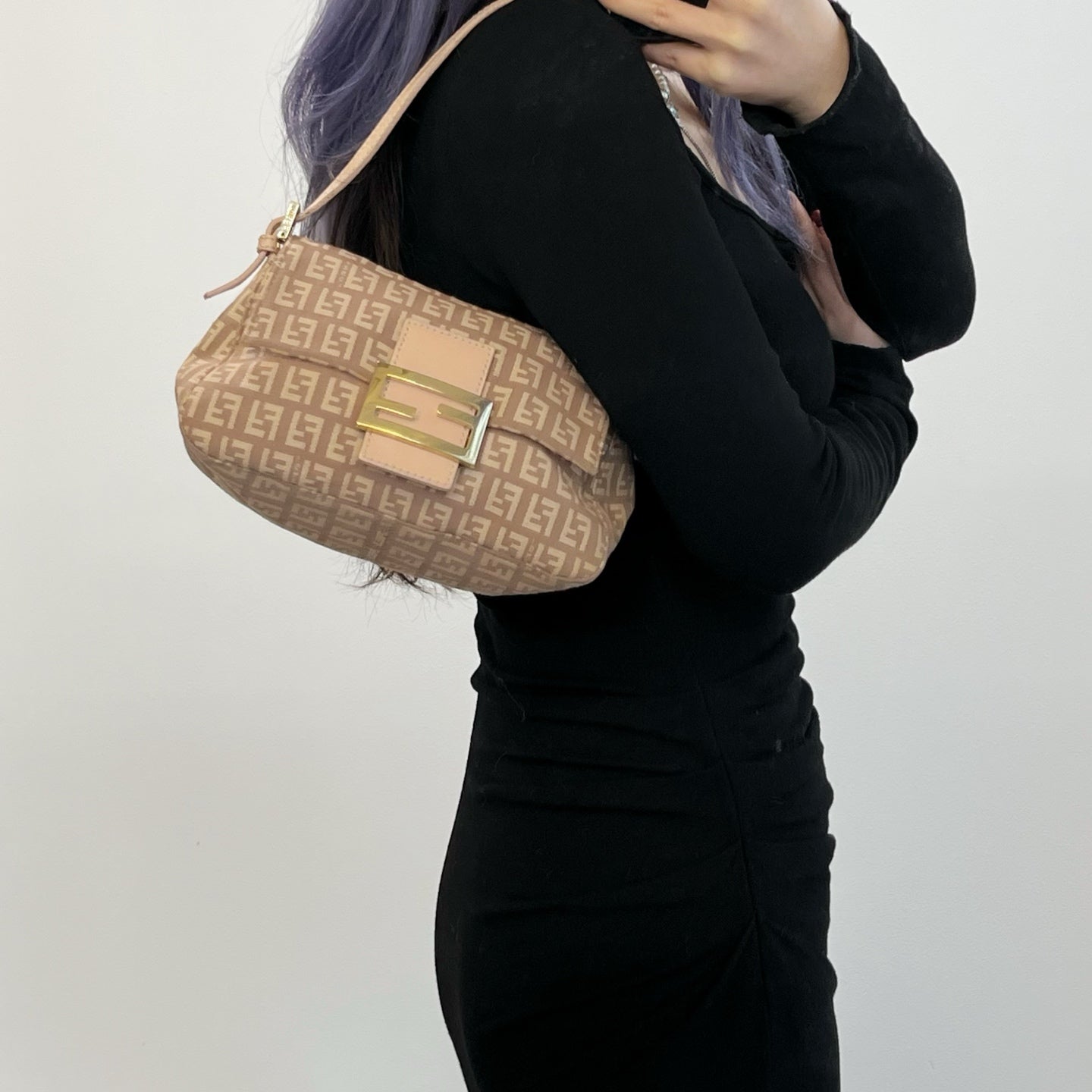 Fendi Pink Mini Baguette Canvas Shoulder Bag [Used]