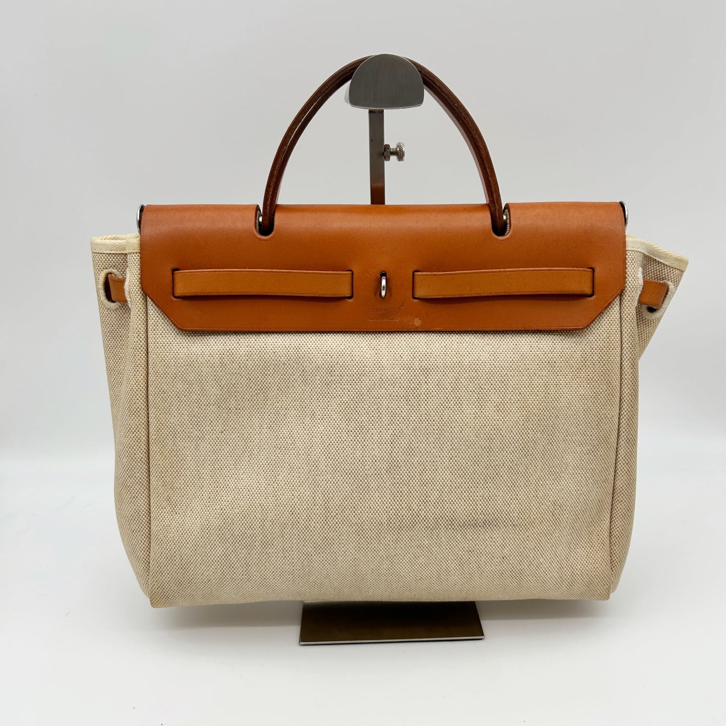 Hermès Herbag PM Beige Canvas × Leather 2Way Bag with Black Replacement Pouch [Used]