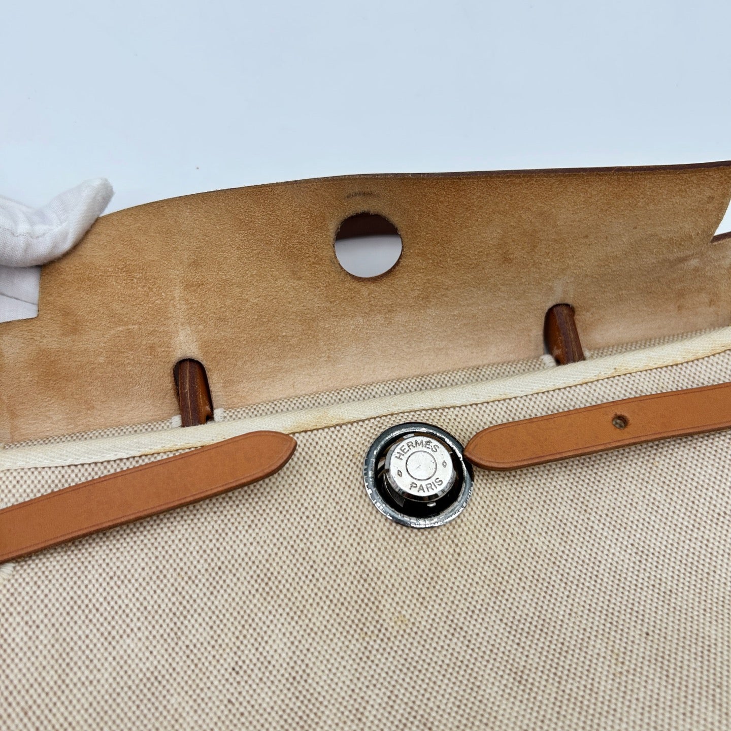 Hermès Herbag PM Beige Canvas × Leather 2Way Bag with Black Replacement Pouch [Used]