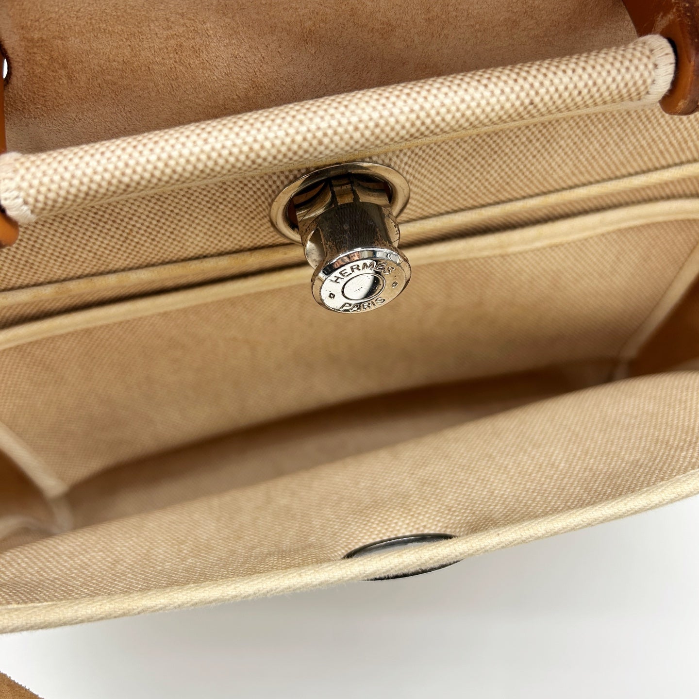 Hermès Herbag PM Beige Canvas × Leather 2Way Bag with Black Replacement Pouch [Used]