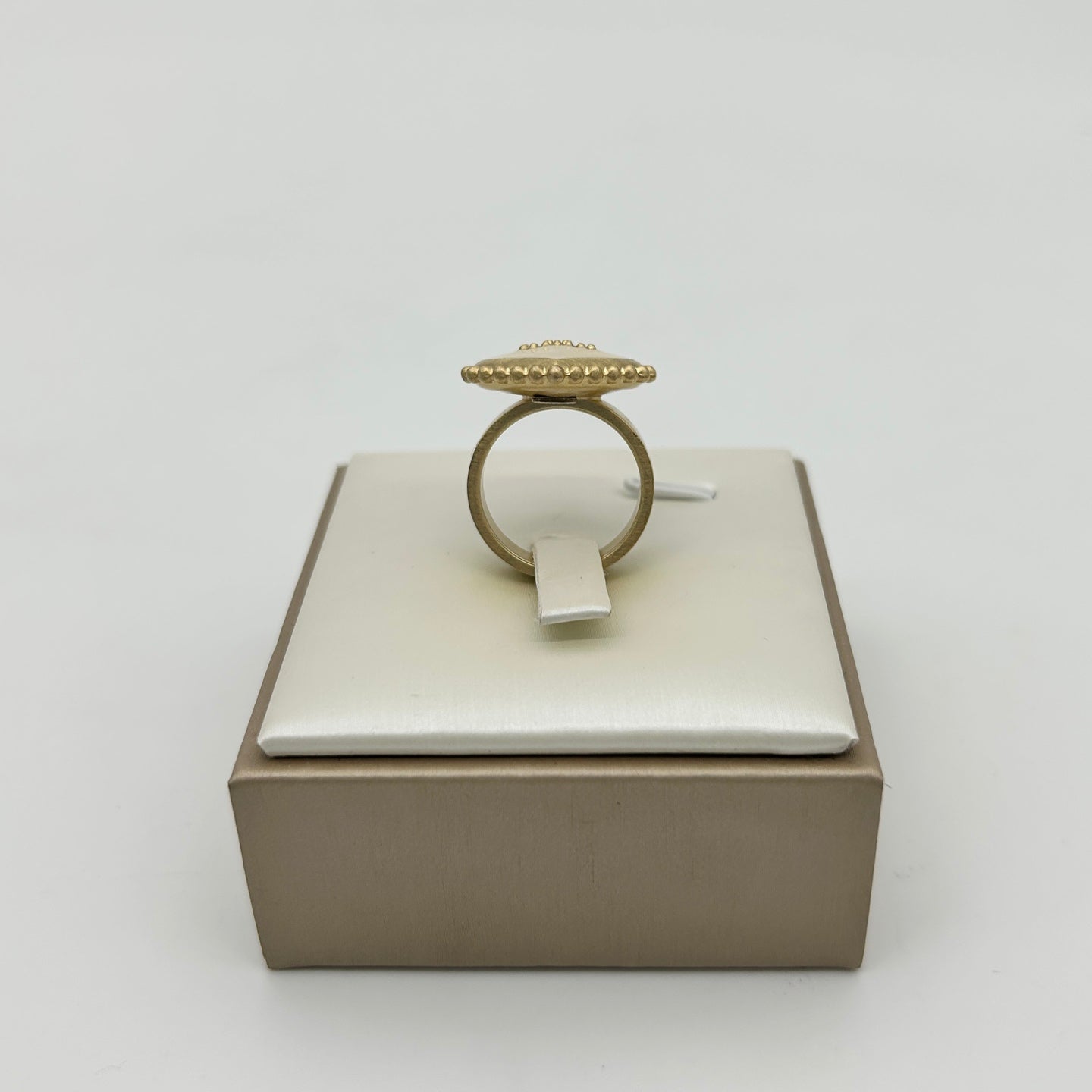 Chanel Milkshake White Heart Ring with Gold Trim [Used]