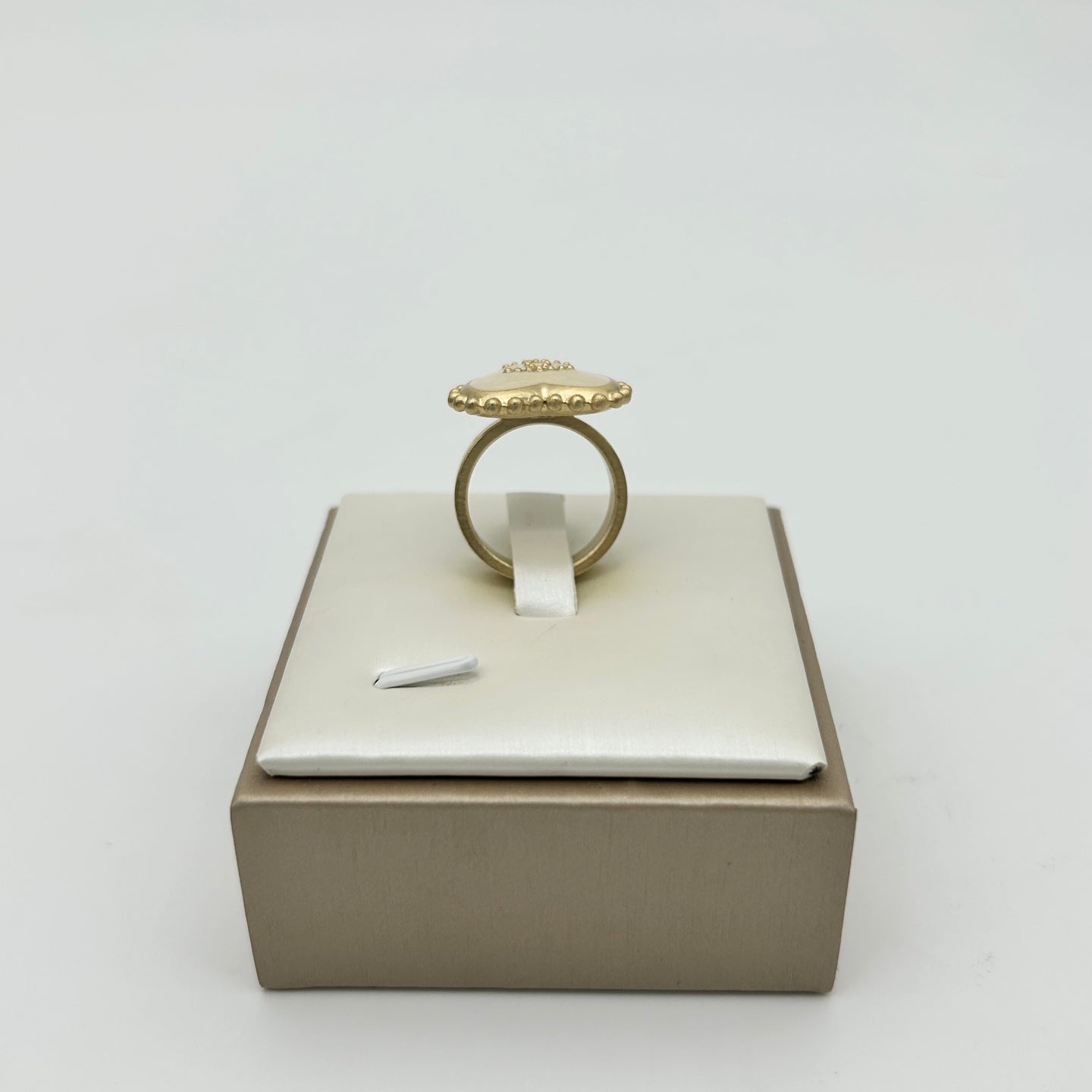 Chanel Milkshake White Heart Ring with Gold Trim [Used]