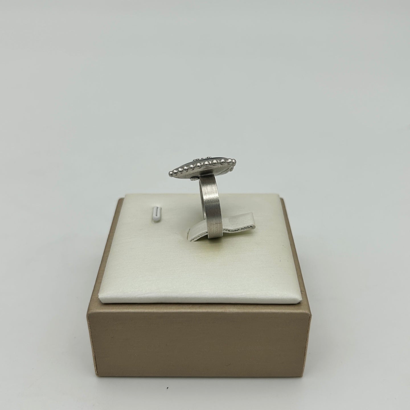 Chanel Black Heart Ring with Silver Trim [Used]