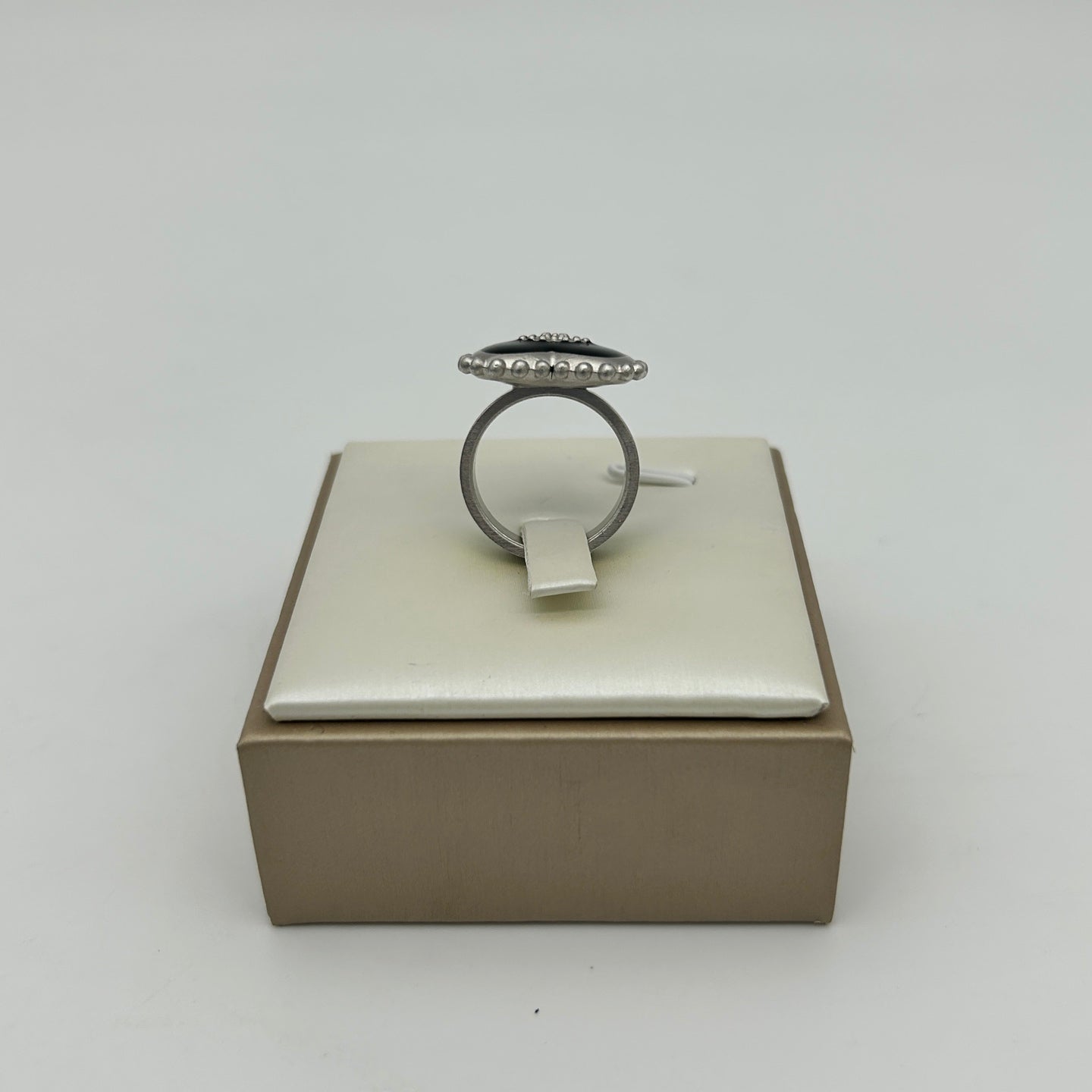 Chanel Black Heart Ring with Silver Trim [Used]
