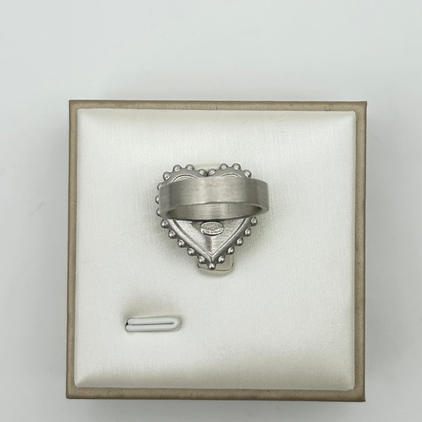 Chanel Black Heart Ring with Silver Trim [Used]