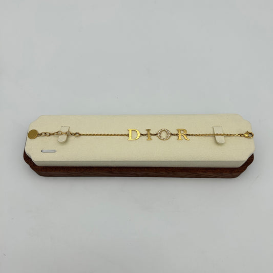 Dior Gold Logo Rhinestone Bracelet [Used]