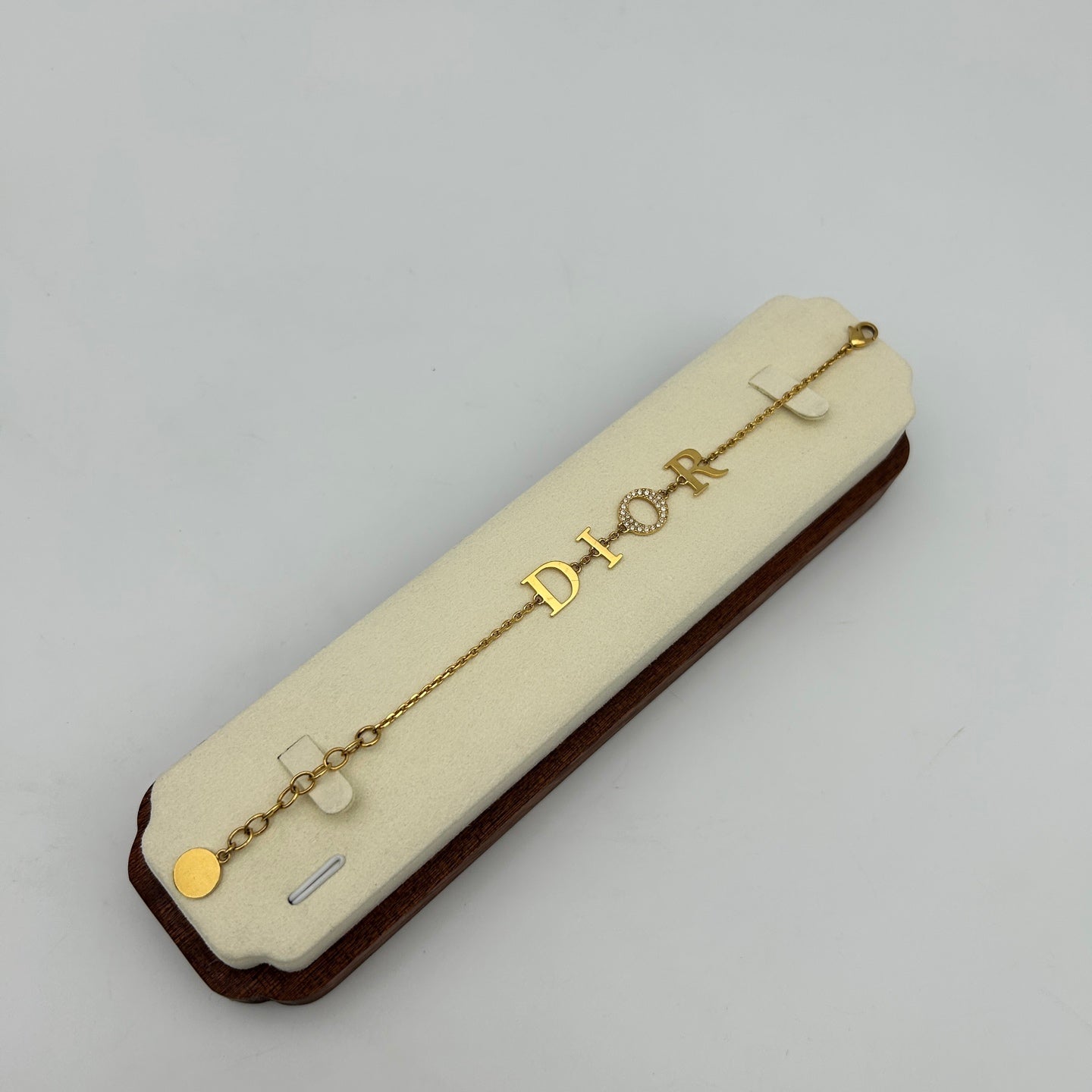 Dior Gold Logo Rhinestone Bracelet [Used]