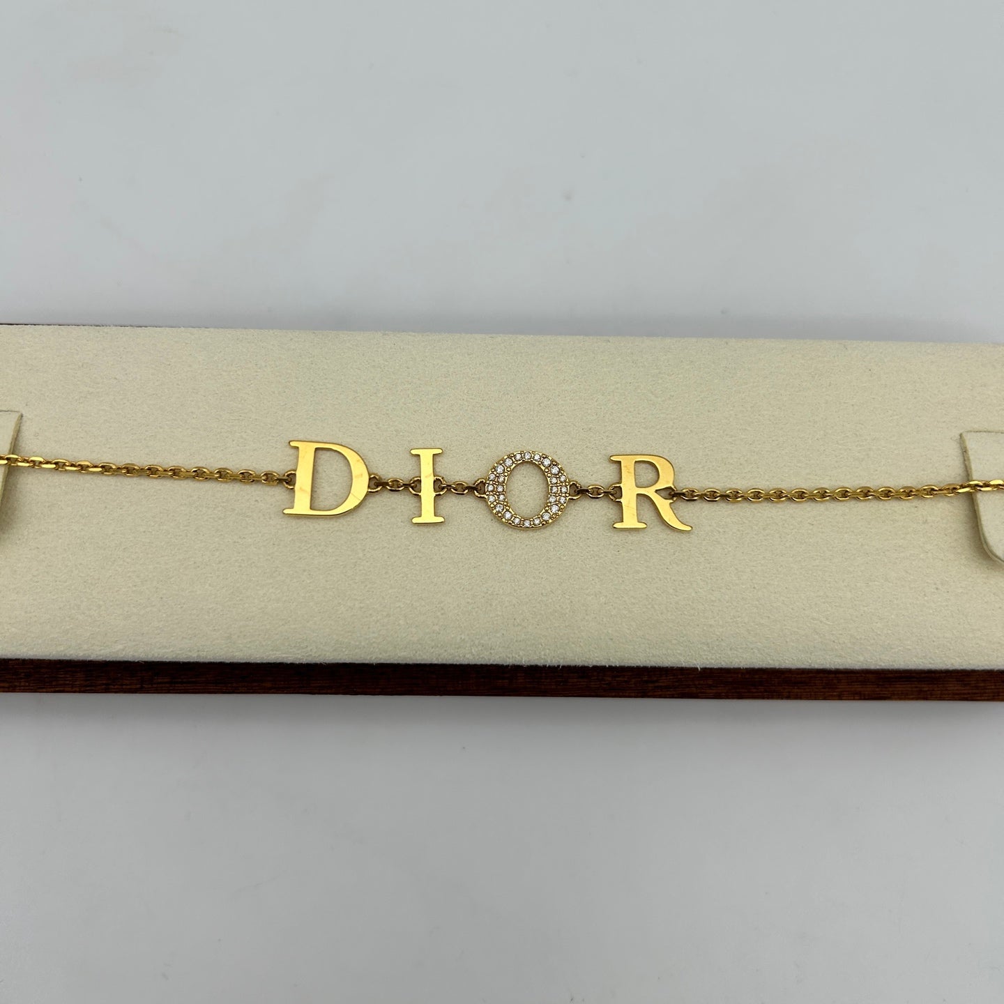 Dior Gold Logo Rhinestone Bracelet [Used]