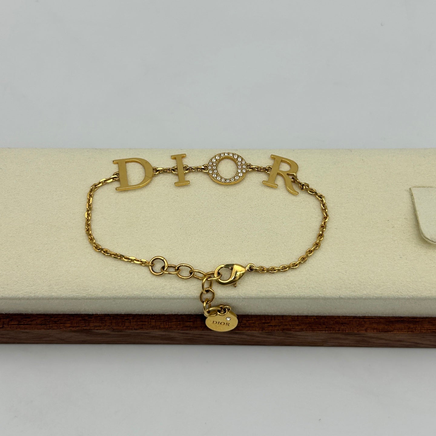Dior Gold Logo Rhinestone Bracelet [Used]