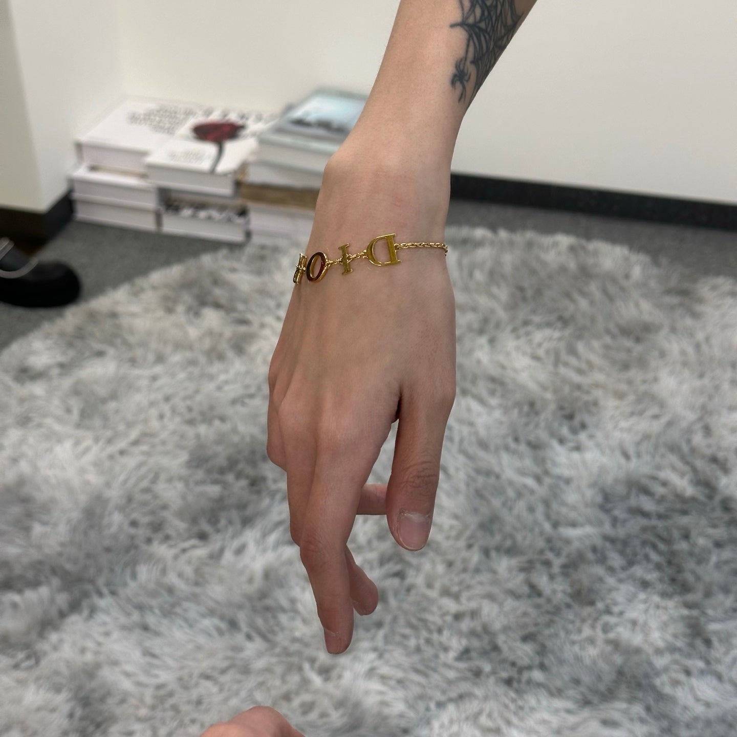 Dior Gold Logo Rhinestone Bracelet [Used]