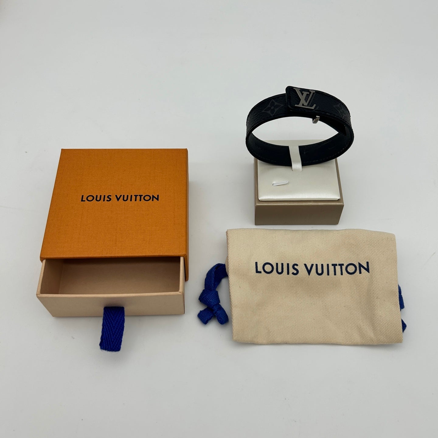 Louis Vuitton Monogram Eclipse Leather Bracelet Black [Used]