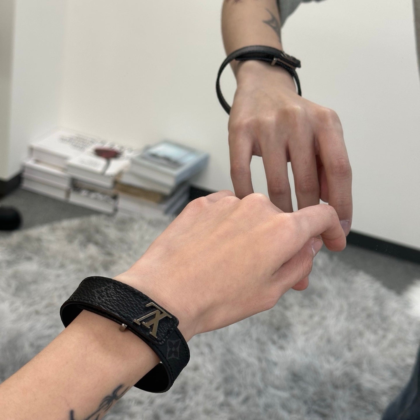 Louis Vuitton Monogram Eclipse Leather Bracelet Black [Used]