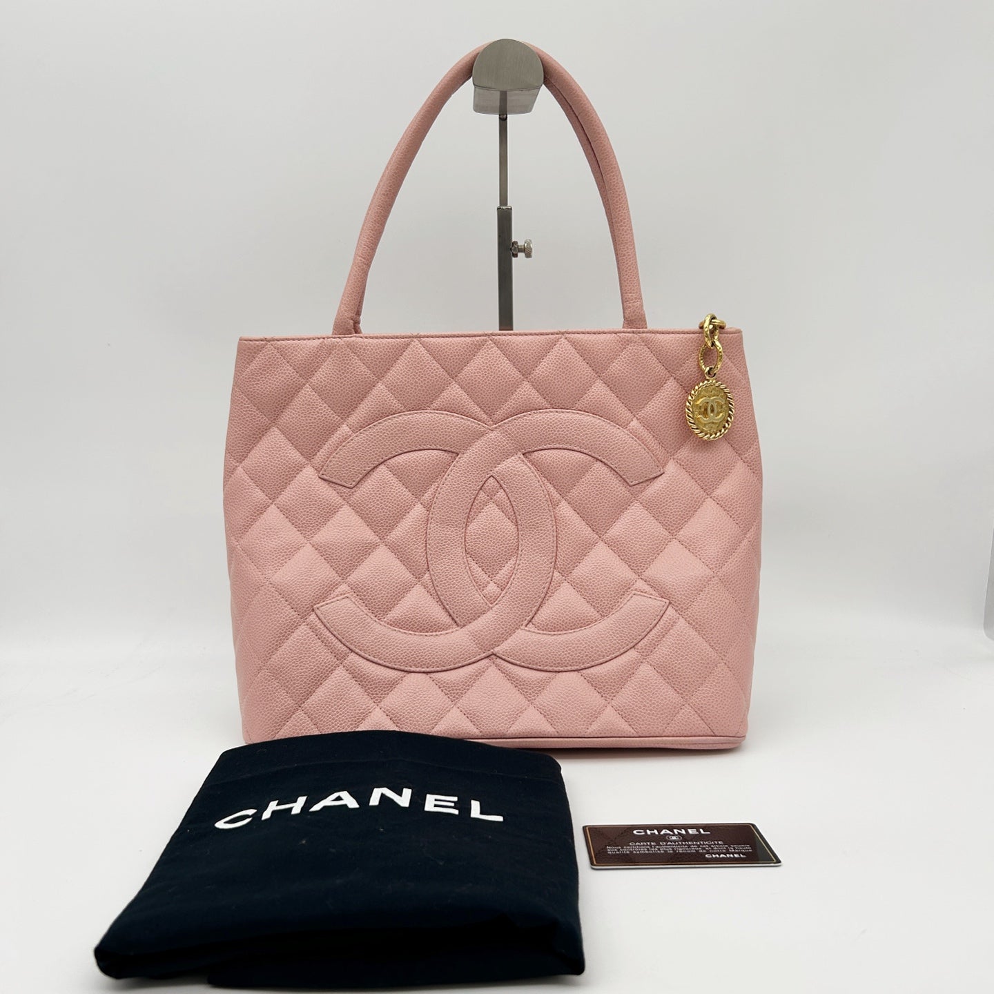 Chanel Pink Medallion Tote Bag with Gold Charm [Used]
