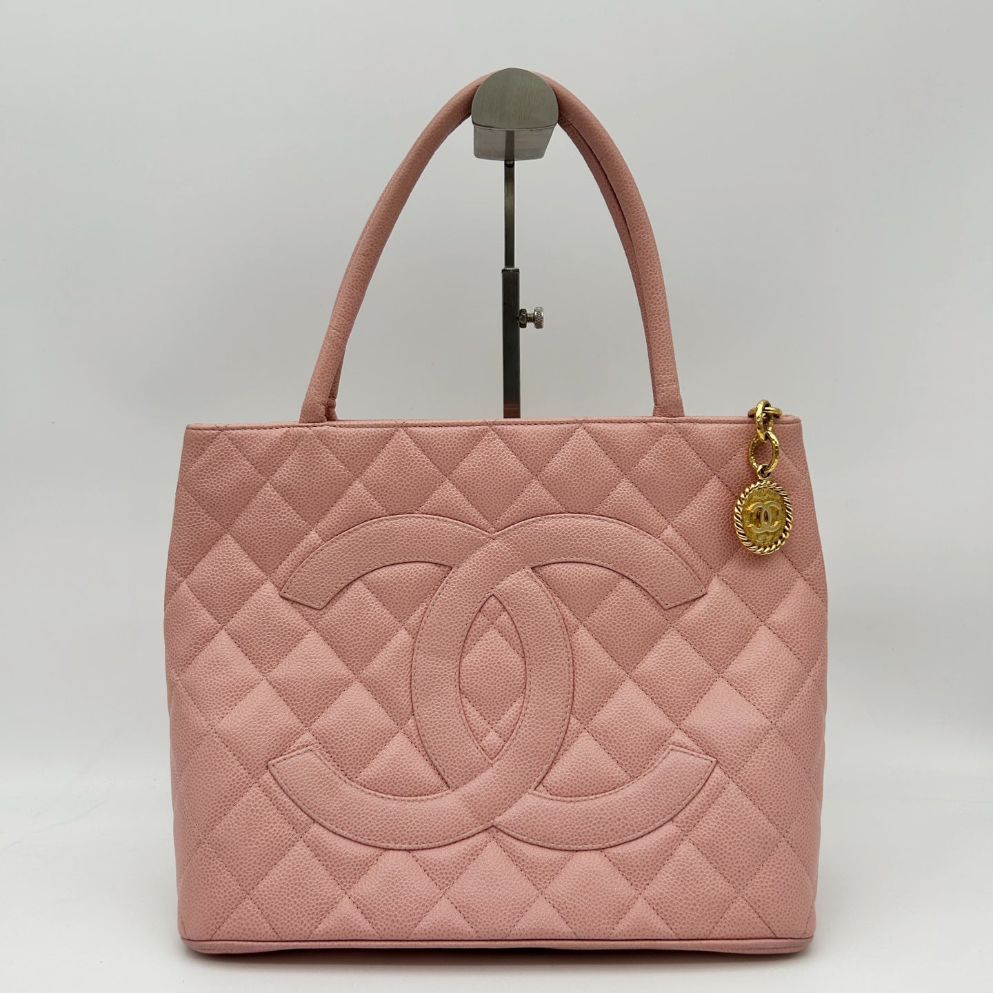 Chanel Pink Medallion Tote Bag with Gold Charm [Used]
