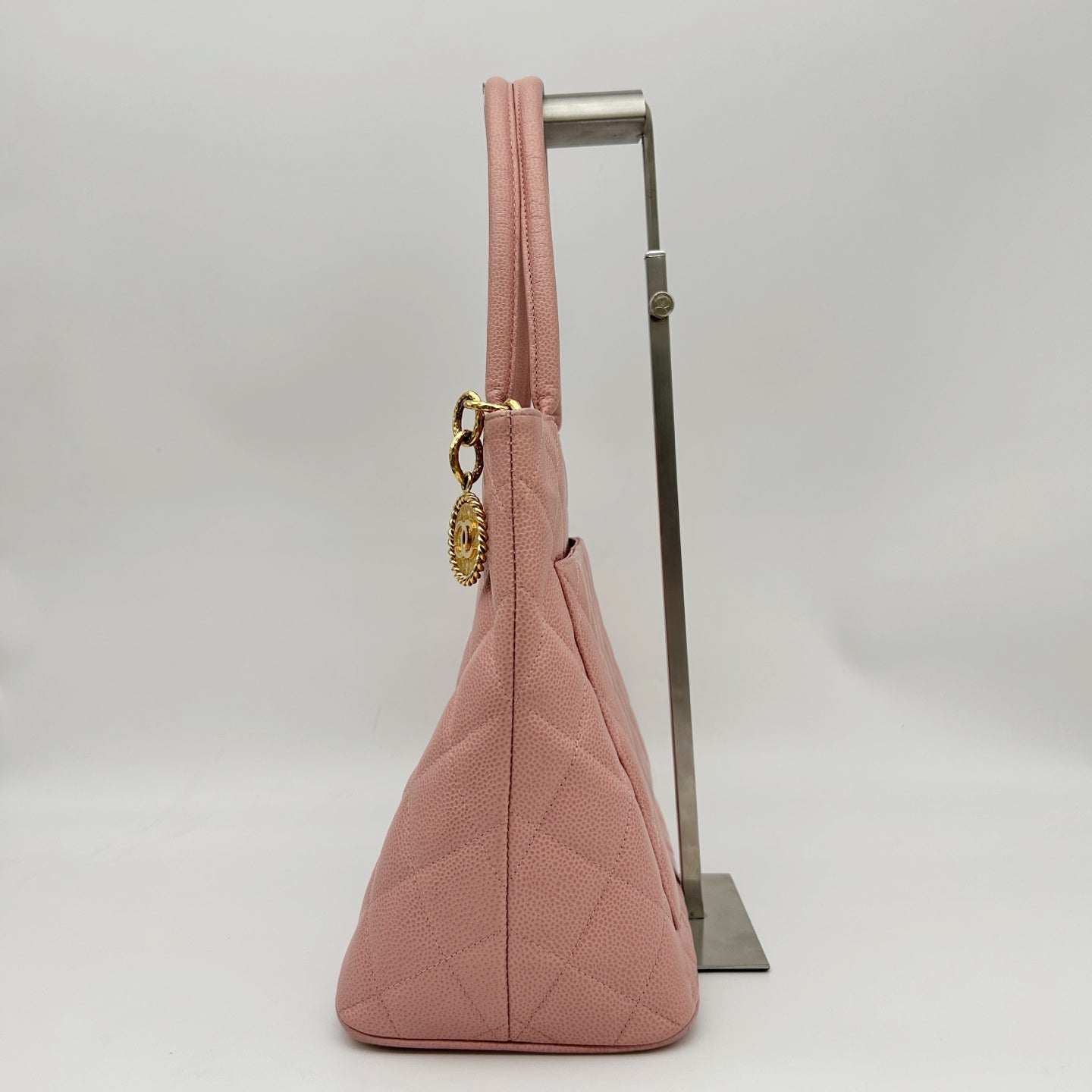 Chanel Pink Medallion Tote Bag with Gold Charm [Used]